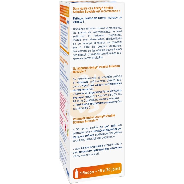 Alvityl® Vitalité – Solution buvable multivitaminée – dès 3 ans