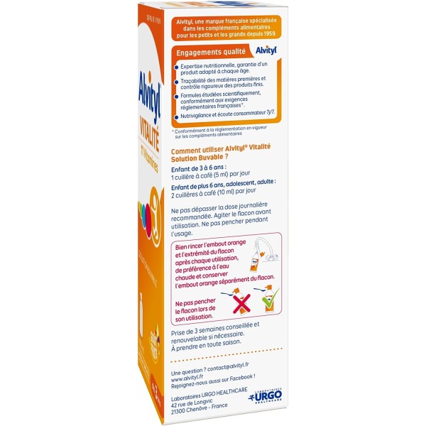 Alvityl® Vitalité – Solution buvable multivitaminée – dès 3 ans