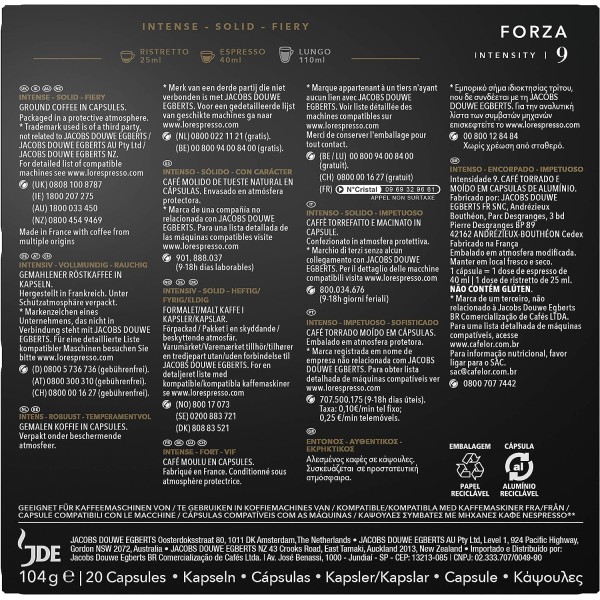 L'Or Capsules Café Intensité 9 - Forza - (20 Capsules)