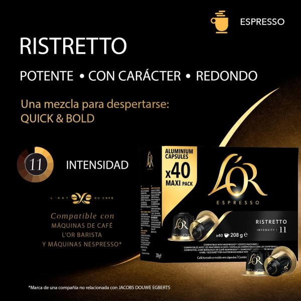 L'Or Capsules Café Intensité 11 - Ristretto - (40 Capsules)