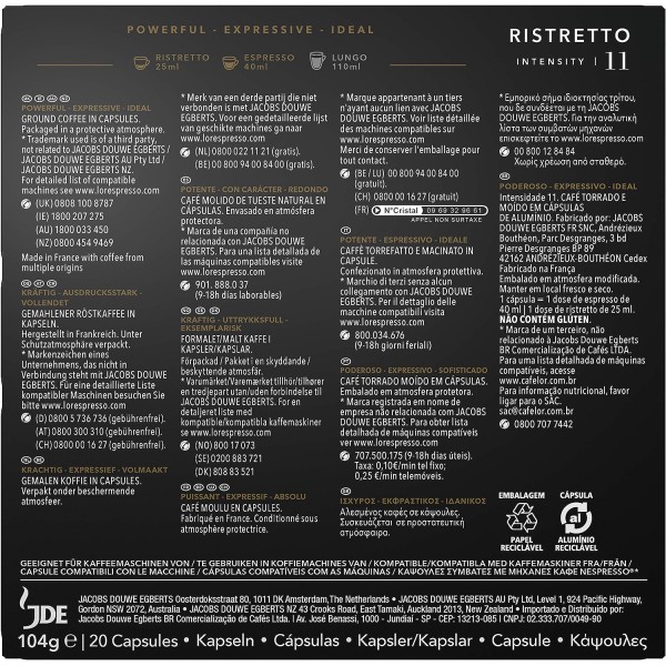 L'Or Capsules Café Intensité 11 - Ristretto - (20 Capsules)