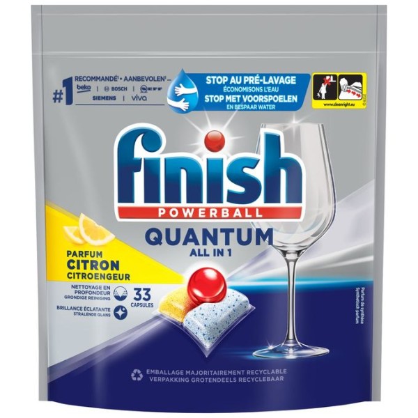 Finish Tablette Lave-Vaisselle All In 1 Quantum Citron le paquet de 33 tablettes