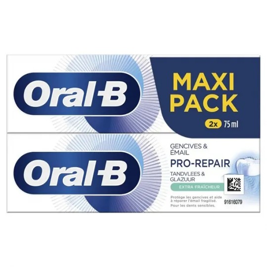 ORAL-B Dentifrice Pro-Sensitive Repare Gencive Email Extra Fraicheur (Pack de 2 x 75 ml)