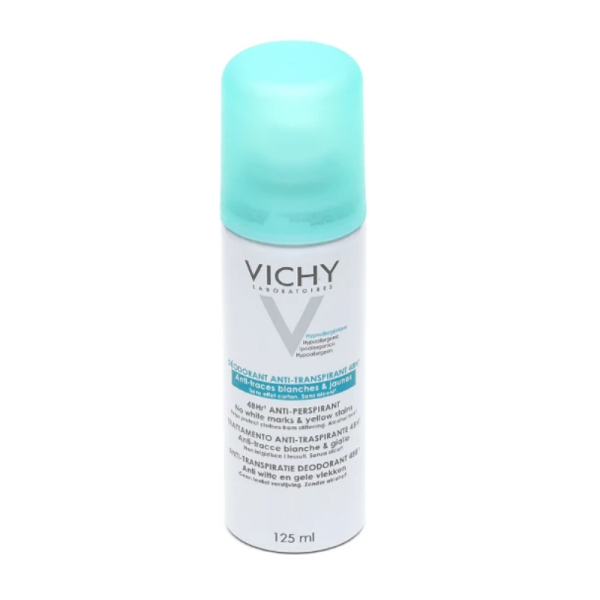 Vichy Déodorant Anti-Transpirant Anti-Traces Aérosol 48H Lot de 2 x 125 ml - Authentique Original