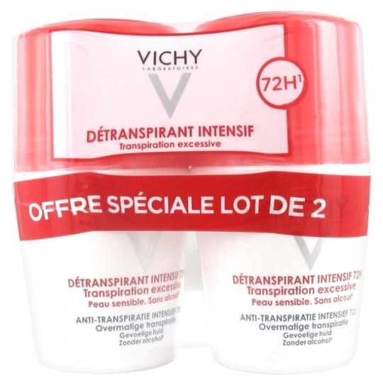 Vichy Détranspirant Intensif 72H Transpiration Excessive Lot de 2 x 50 ml - Authentique Original