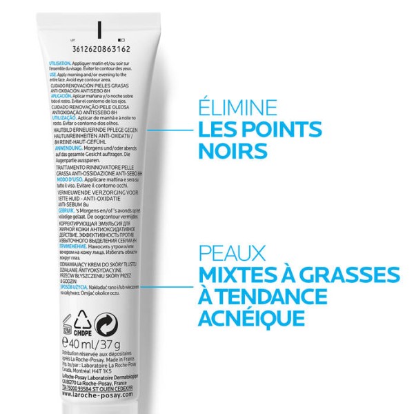 La Roche Posay Effaclar K (+) Soin Rénovation Peaux Grasses Anti-Oxydation Anti-Sébum 8H 40ml - Original