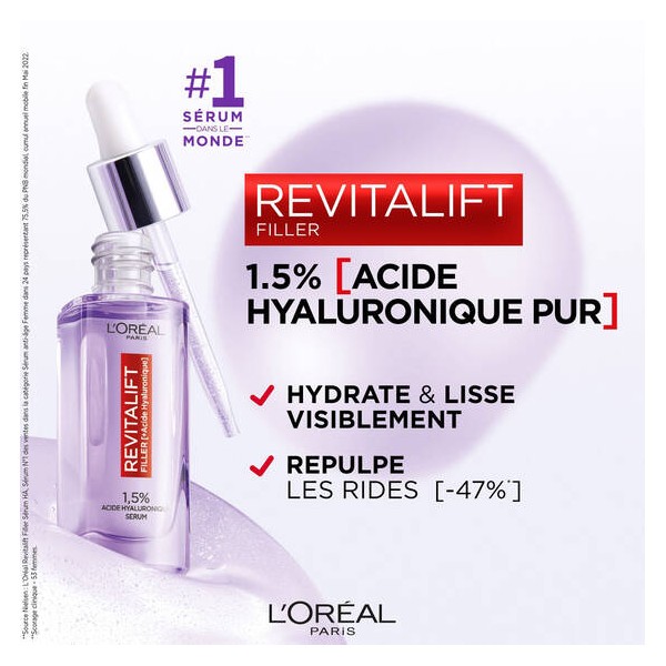 L'Oreal Revitalift Filler Sérum Anti-Rides À l’Acide Hyaluronique Pur 30 ml - Authentique - Original