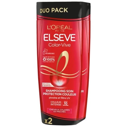 L'Oréal Paris Elseve Pack de 2 Shampoings Color-Vive Soin Protection Couleur (2x350 ml)