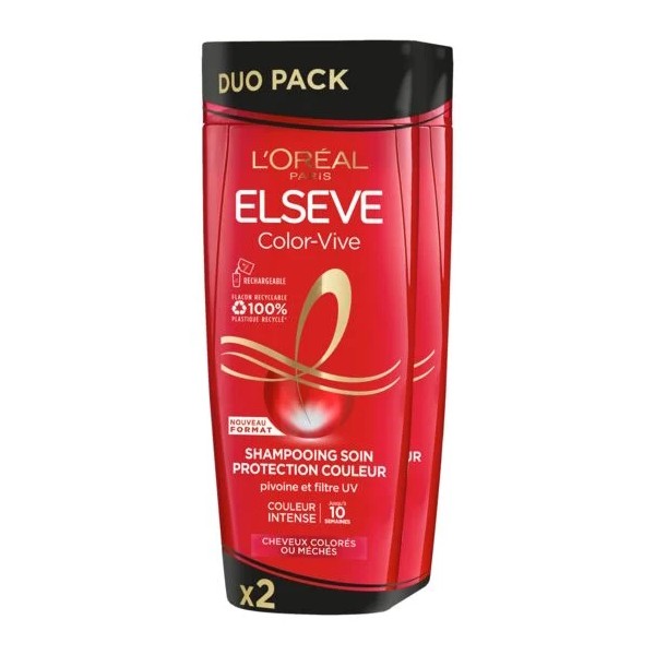 L'Oréal Paris Elseve Pack de 2 Shampoings Color-Vive Soin Protection Couleur (2x350 ml)