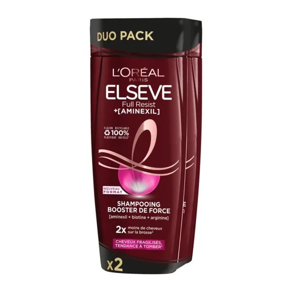 L'Oréal Paris Elseve Pack de 2 Shampoings Full Resist Booster de Force (2x300 ml)