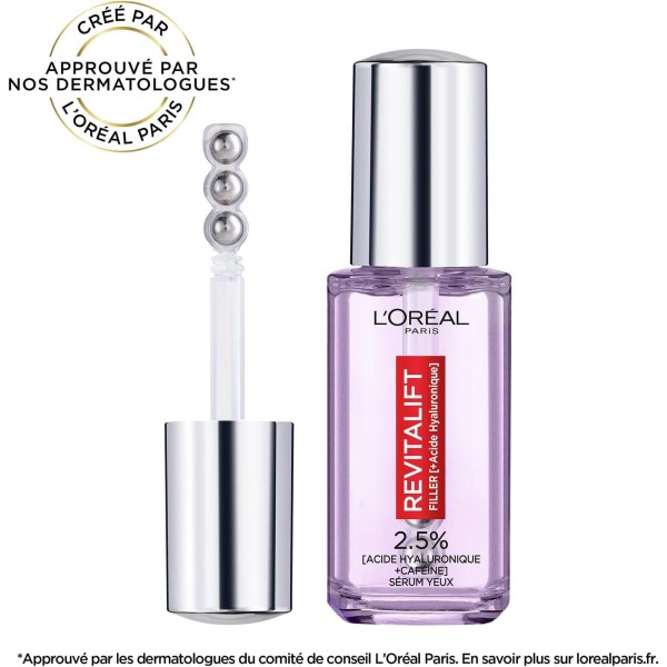 L'Oreal Paris Revitalift Sérum Contour des Yeux Anti-Cernes 2.5% Acide Hyaluronique Pur et à la Caféine 20 ml - Original