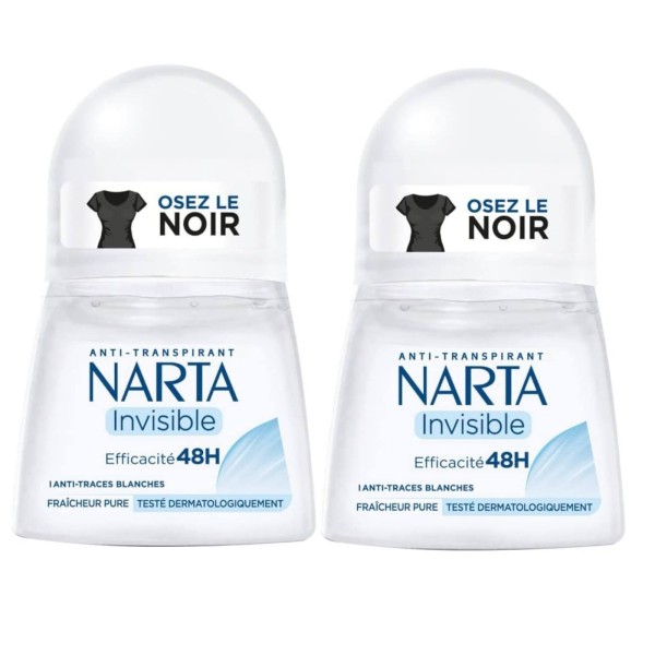 Narta Lot de 2 Billes (Stick) Anti-Transpirante Invisible 48 h 2X50 ml- Authentique Original