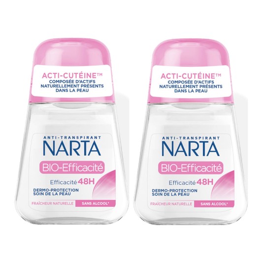 Narta Lot de 2 Billes (Stick) Anti-Transpirante Bio-Efficacité 2X50 ml