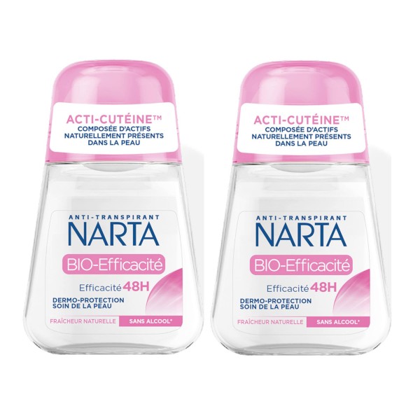 Narta Lot de 2 Billes (Stick) Anti-Transpirante Bio-Efficacité 2X50 ml