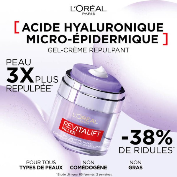 L'Oreal Paris Revitalift Filler Gel Crème Repulpant 50ml- Authentique - Original