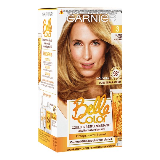 GARNIER Belle Color Crème de coloration à l’huile de germe de blé (n° 3 Blond Doré Naturel)