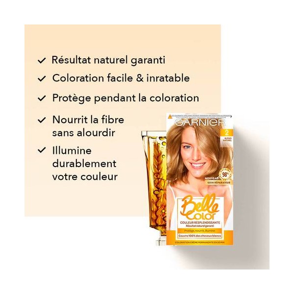 GARNIER Belle Color Crème de coloration à l’huile de germe de blé (n° 2 Blond Naturel)