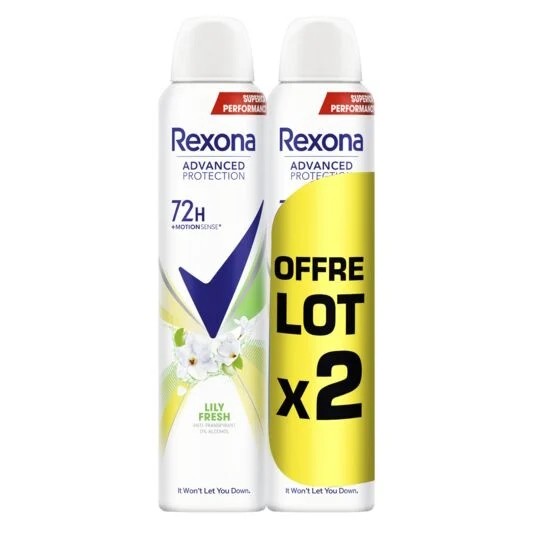 Rexona Lot de 2 Déodorants Anti-Transpirant Lily Fresh (2 x 200ml) - Authentique Original