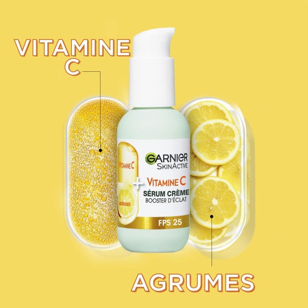 GARNIER Skin Active 2 en 1 Sérum-Crème Booster d'Eclat Vit C + FPS25 50ml Original