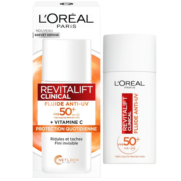 L'Oreal Paris Revitalift Clinical Fluide Anti-UV FPS 50+ Vitamine C – 50 ml - Authentique - Original