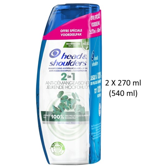 HEAD & SHOULDERS Pack de 2 Shampoings 2 en 1 Antipelliculaire AntiDémangeaisons (2x270 ml)