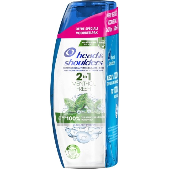 HEAD & SHOULDERS Shampooing 2-en-1 Antipelliculaire Et Soin Menthol Fresh (2x270 ml)