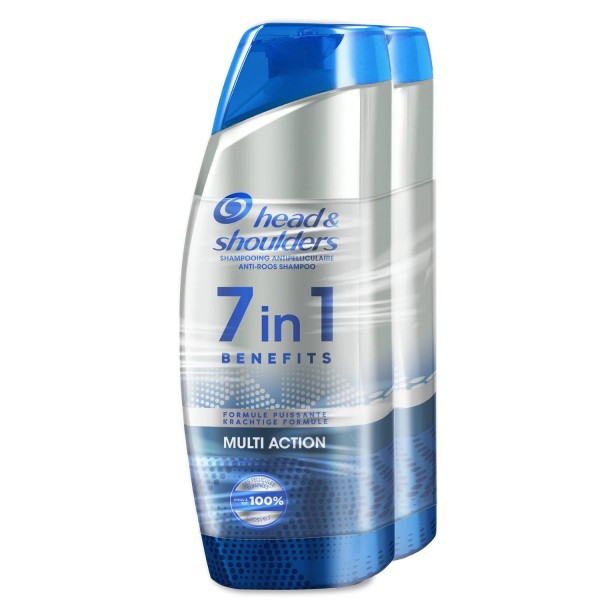 HEAD & SHOULDERS Pack de 2 Shampoings Multi Action, Antipelliculaire, 7 en 1 (2x225 ml)