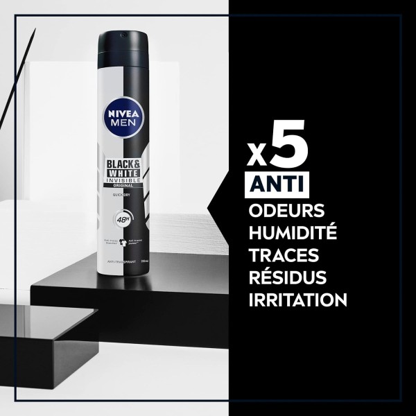 Nivea Men Déodorant Spray Anti-Tâche Blanche Invisible For Black & White Original 200 ml