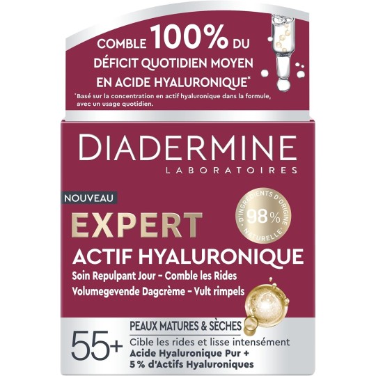 Diadermine - Crème de Jour Expert - Soin Repulpant à l'Acide Hyaluronique 50 ml