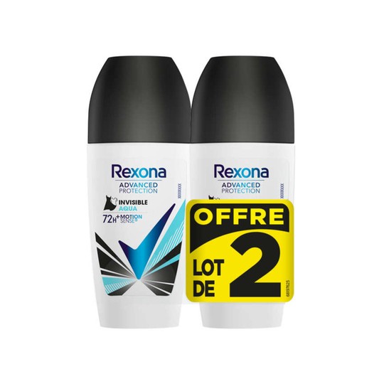 Rexona Lot de 2 Déodorants Bille (Sticks) Anti-Transpirant Invisible Aqua (2 X 50ml) - Authentique Original