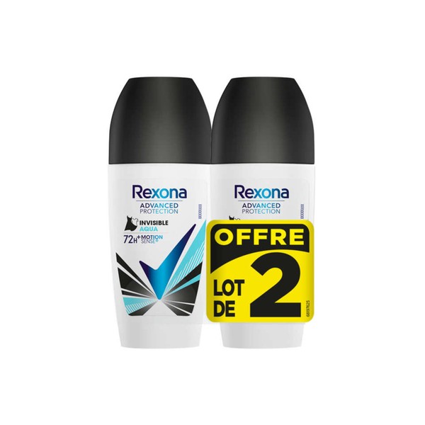 Rexona Lot de 2 Déodorants Bille (Sticks) Anti-Transpirant Invisible Aqua (2 X 50ml) - Authentique Original