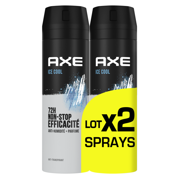 Axe Lot de 2 Ice Cool Déodorant 72h anti-humidité 2x200ml - Athentique Original