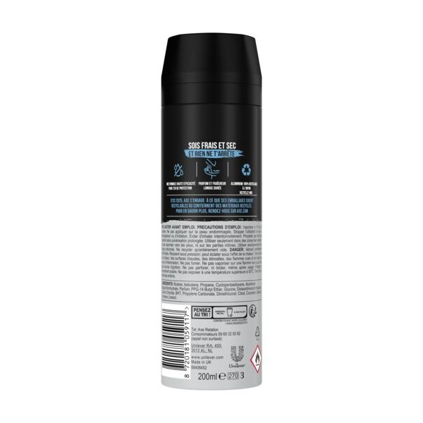 Axe Lot de 2 Ice Cool Déodorant 72h anti-humidité 2x200ml - Athentique Original