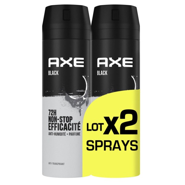 Axe Lot de 2 Black Déodorant 72h anti-humidité 2x200ml - Athentique Original