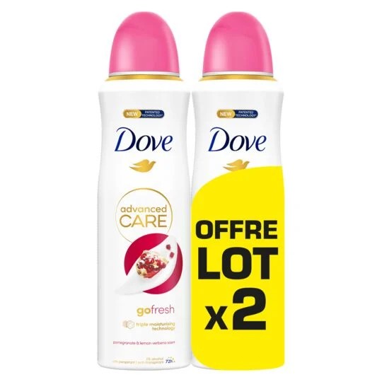 Dove Lot de 2 Déodorants  Anti-Transpirant Grenade & Citron Vert Go Fresh Advanced Care (2 x 200ml)