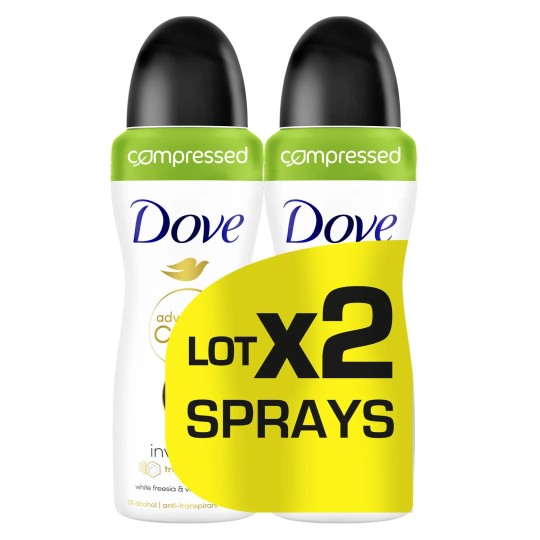 Dove Lot de 2 Déodorants Compressés Anti-Transpirant Freesia & Fleur de Violette Invisible Dry Advanced Care (2 x 100ml)