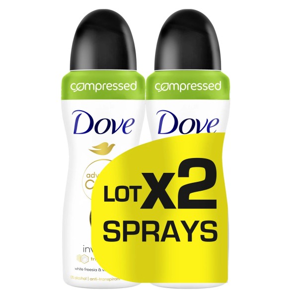 Dove Lot de 2 Déodorants Compressés Anti-Transpirant Freesia & Fleur de Violette Invisible Dry Advanced Care (2 x 100ml)