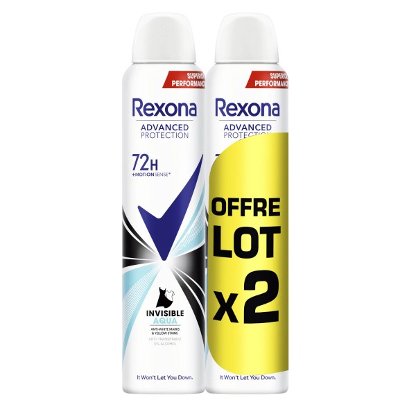 Rexona Lot de 2 Déodorants Anti-Transpirant Invisible Aqua (2 x 200ml)