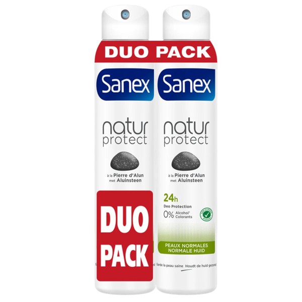 Sanex Lot de 2 Déodorants natur protect peaux normales pierre d'alun (2 x 200ml)