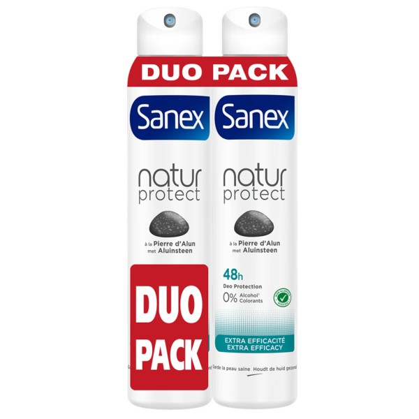 Sanex Lot de 2 Déodorants Natur Protect Extra Efficacité Pierre d'Alun (2 x 200ml)