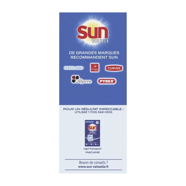 SUN Tablettes Lave-Vaisselle Tout en 1 le paquet de 90 tablettes