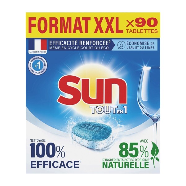 SUN Tablettes Lave-Vaisselle Tout en 1 le paquet de 90 tablettes