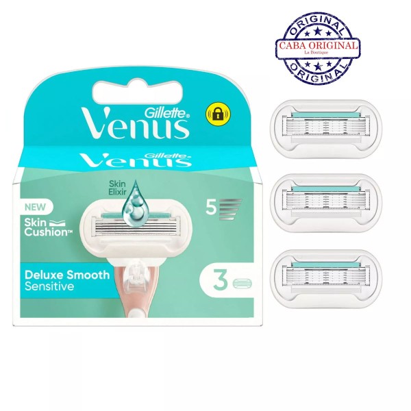 Pack 3 Recharges pour Rasoir Femme VENUS Deluxe Smooth Sensitive - Original