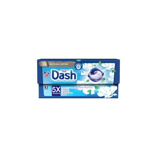 DASH Lessive Capsule Air Frais & Fleurs Blanches Tout-En-1 Pods (30 Capsules)