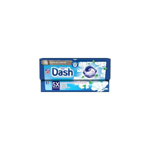 DASH Lessive Capsule Air Frais & Fleurs Blanches Tout-En-1 Pods (30 Capsules)