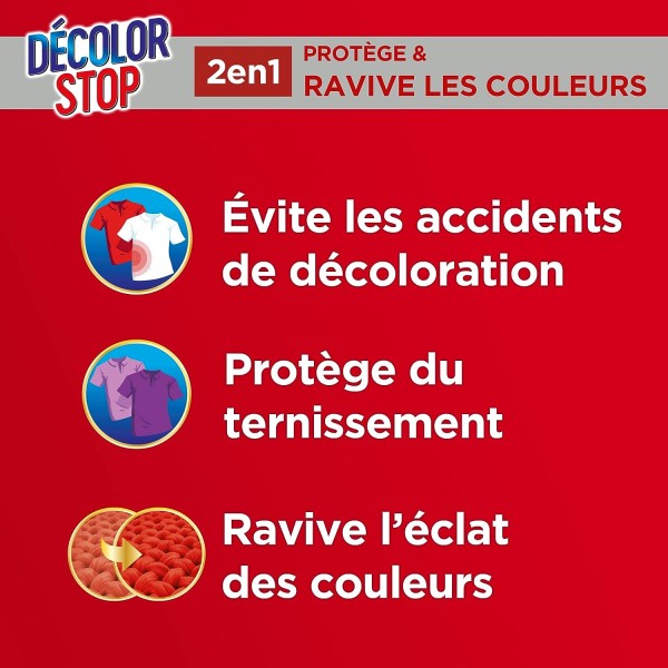 Decolor STOP 22 Lingettes Anti-Décoloration Protège & Ravive Les Couleurs