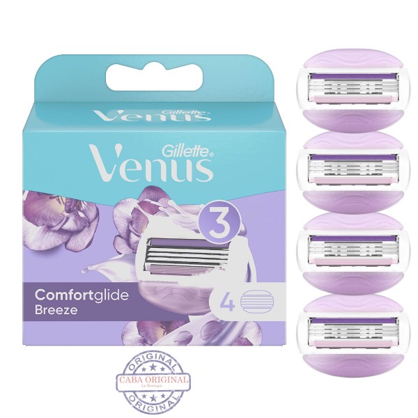 Pack 4 Recharges pour Rasoir Femme VENUS Comfortglide Breeze - Original