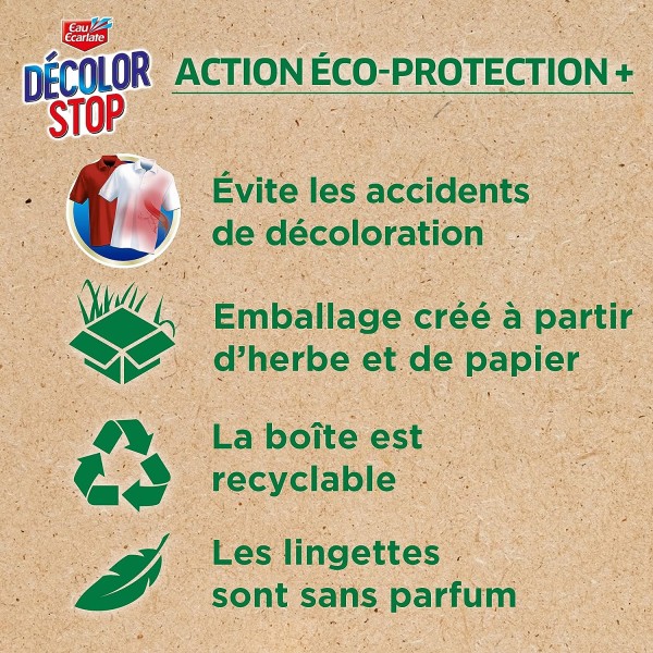 Decolor STOP 25 Lingettes Anti-Décoloration Action Eco Protection