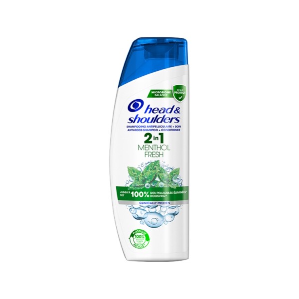 Head & Shoulders Shampoing Antipélliculaire 2 en 1 Menthe Fraîche 600 ml