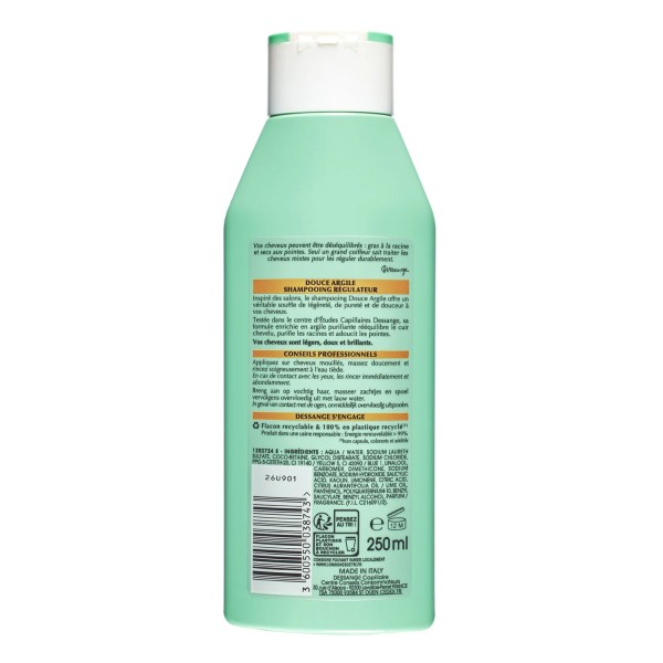 Dessange Shampooing Douce Argile Anti-Dessèchement pour Cheveux Gras 250ml